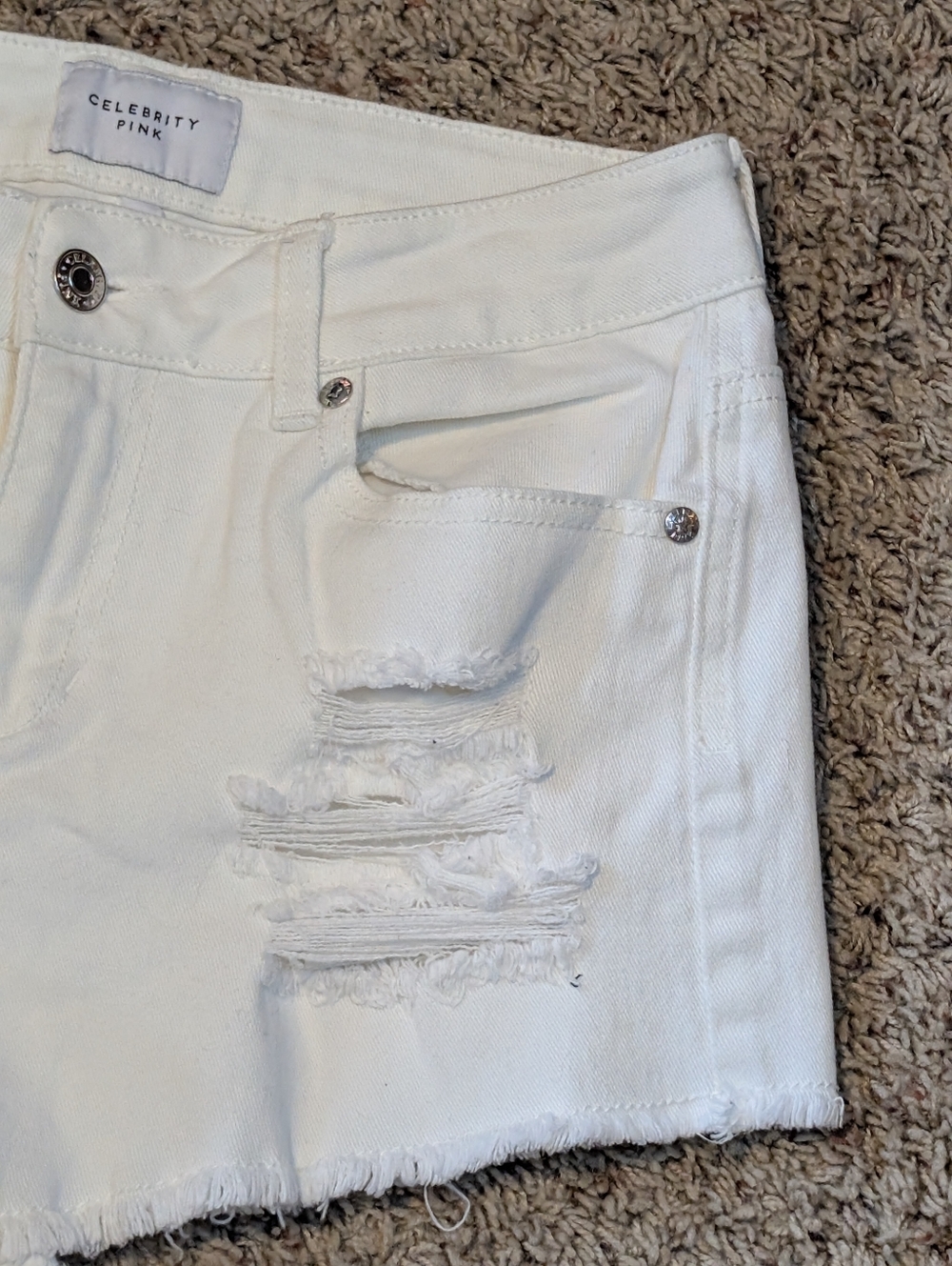 Celebrity Pink Shorts White Distressed Shorts SZ 9/29 - Picture 4 of 12